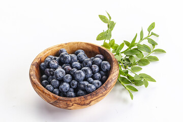 Ripe sweet blueberry in the bowl