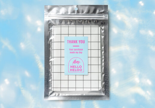 Branding Product Packaging Flatly Foil Zip Bag Sticker Mockup