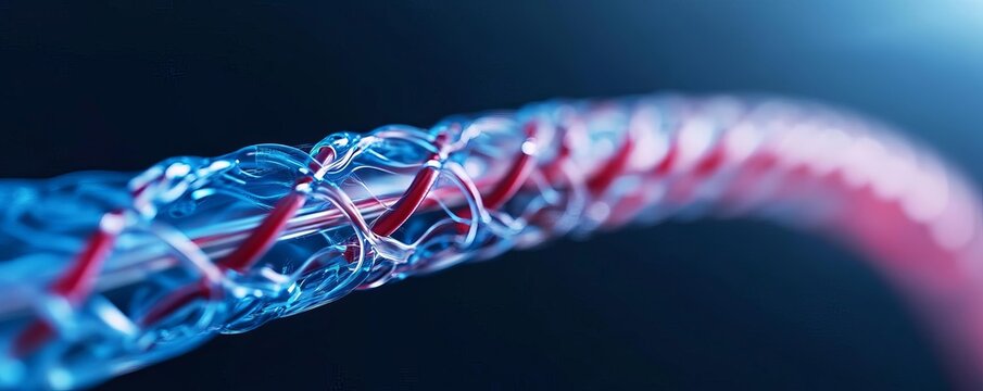 Biocompatible polymers for drug eluting stents, representing precision in cardiovascular medicine
