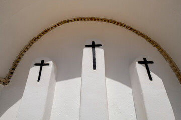Typical Ibizan Calvary cross, church of Sant Llorenç de Balàfia, 18th century, Sant Llorenç,...