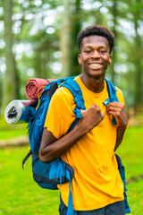 Naklejka premium Portrait of a young african male hiker