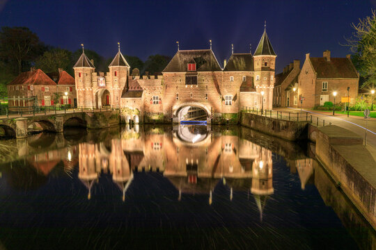 Netherlands, Holland, Utrecht, Amersfoort. Koppelpoort is a combination of land and water, city gate. Name is derived from East Middle Dutch word for meadow.