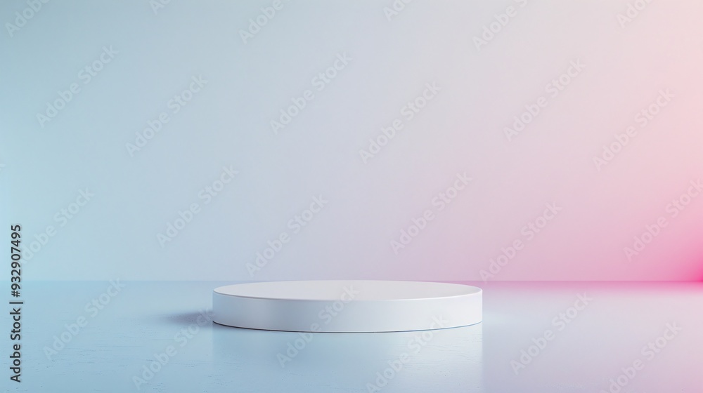 Poster a clean, minimalistic 3d product display area with a gradient backdrop and soft highlights provides 