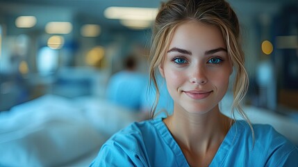 Fototapeta premium portrait of female nurse or housekeeping staff changing sheets in hospital-art-scale-_x.jpeg
