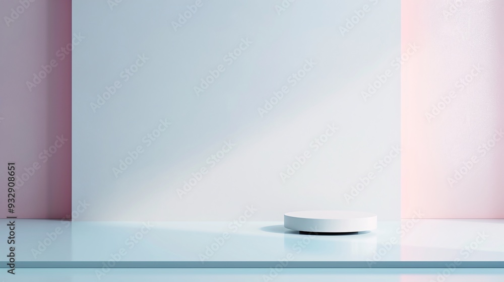 Poster a clean, minimalistic 3d product display area with a gradient backdrop and soft highlights provides 