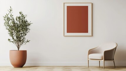 abstract minimalist art print  balance  terracotta