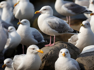 Obraz premium seagull on the beach,seagull on white background