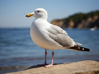 Obraz premium seagull on the beach,seagull on white background