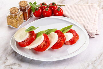 Italian caprese salad with mozzarella