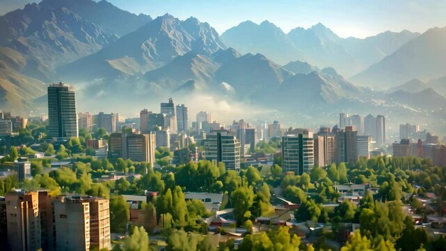 A Panoramic View of Salt Lake City With the Wasatch Mountains in the Background on a Sunny Day, A city skyline with a prominent mountain range in the background, highlighting the city's natural surrou