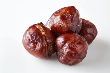 Obraz premium Roasted chestnut on white background from China