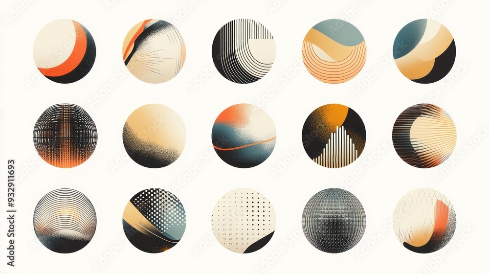 Aufkleber set of spheres. abstract geometric design. vector illustration made of various overlapping elements.