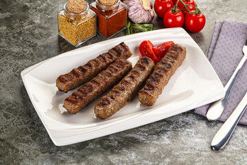 Grilled beef kebab minced meat