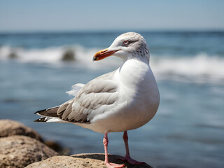 Fototapeta premium seagull on the beach,seagull on white background