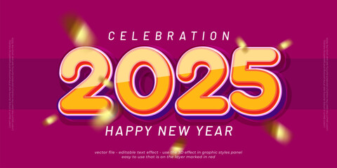 New year vector banner holiday celebration with 2025 editable numbers with gradient bold style