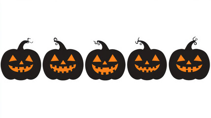 Spooky Jack-o'-Lanterns on White Background