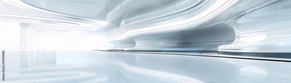 Poster a futuristic 3d setting with clean lines and reflective surfaces offers a modern backdrop for displa