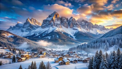 Snow-covered mountain peaks Italian Alps winter sports frozen landscape Dolomites misty atmospheric blue tone Cortina d'Ampezzo adventure travel photography