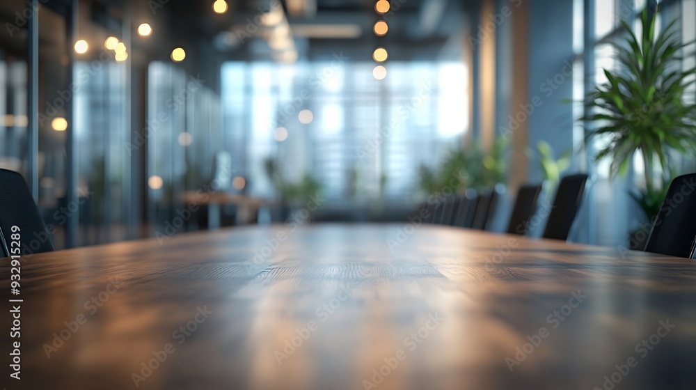 Poster blurred empty open space office abstract light bokeh at office interior background : generative ai