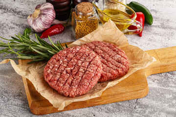 Raw burger cutlet for grill
