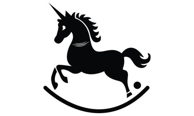 Running Horse Vector Black and White silhouette