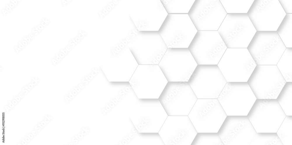 Wall mural Abstract White Hexagonal Background. Luxury White Pattern. Vector Illustration. 3D Futuristic abstract honeycomb mosaic white background. geometric mesh cell texture. modern futuristic wallpaper.