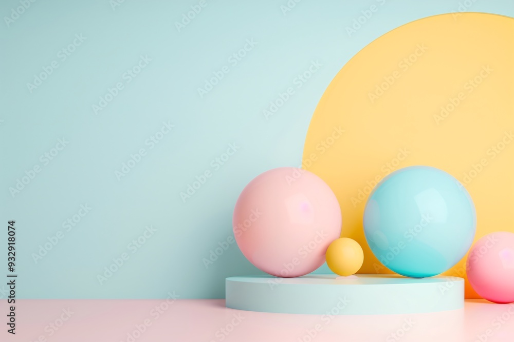 Poster a vibrant 3d backdrop with dynamic colors and textures creates a lively environment for product disp