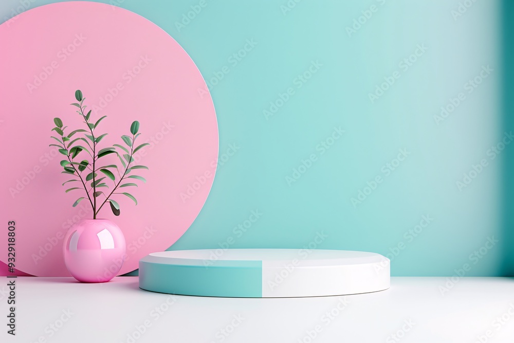 Poster a vibrant 3d backdrop with dynamic colors and textures creates a lively environment for product disp