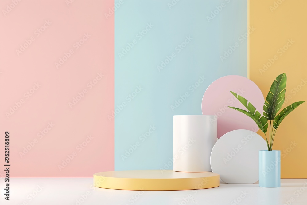 Poster a vibrant 3d backdrop with dynamic colors and textures creates a lively environment for product disp