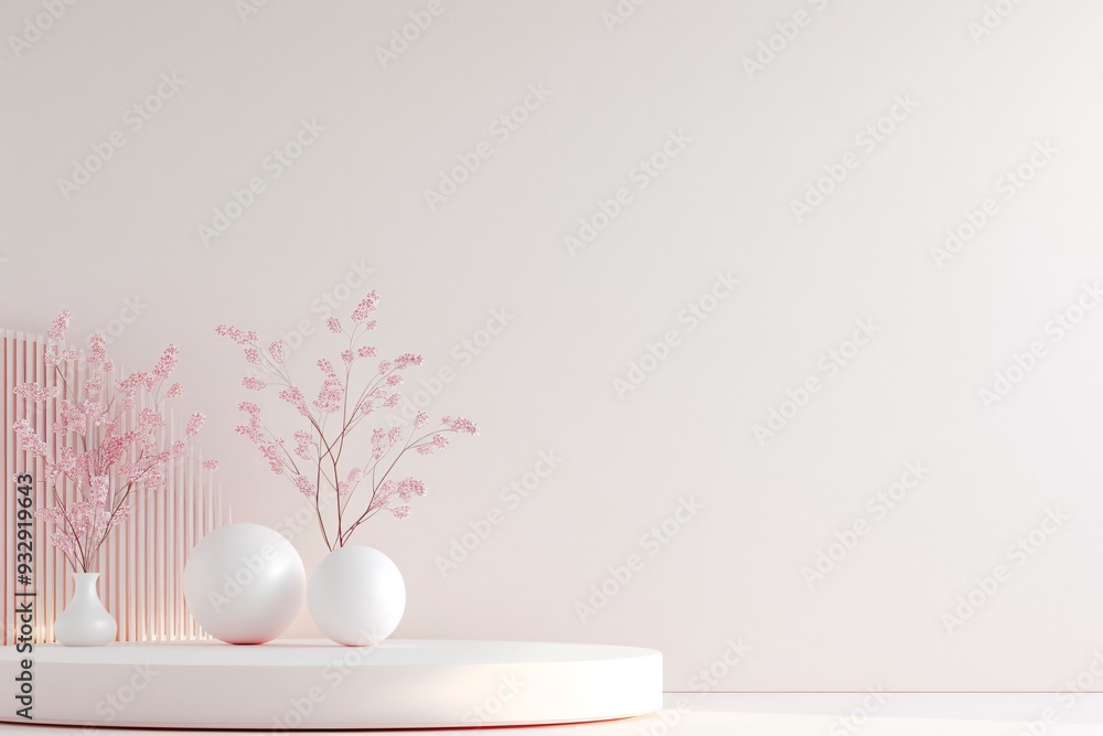 Poster A sophisticated 3D background with soft ambient lighting and gentle gradients provides an elegant platform for showcasing products, with generous copy space for branding and information.