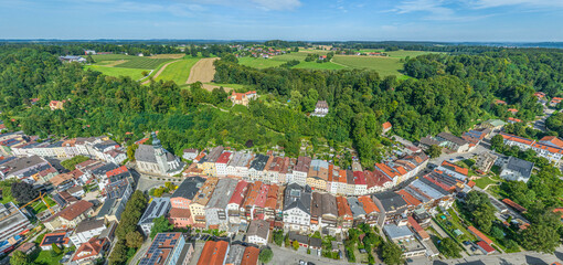 Ausblick auf Trostberg an der Alz im südöstlichen Oberbayern