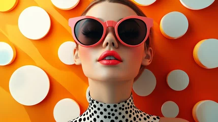Polka dot patterns, playful color combinations, vintage chic fashion, 3D illustration © SakdaSong