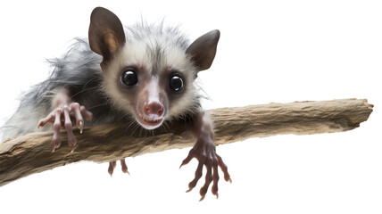 Obraz premium Aye-Aye perched on a tree branch, isolated on transparent background