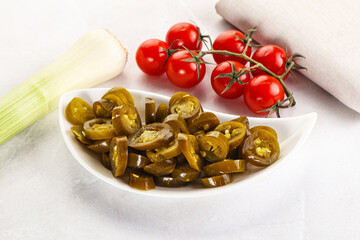 Sliced canned jalapeno pepper