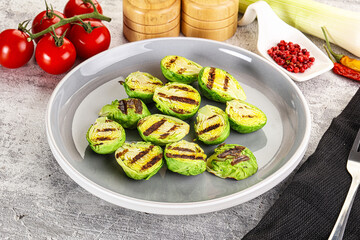 Grilled green brussel sprout cabbage