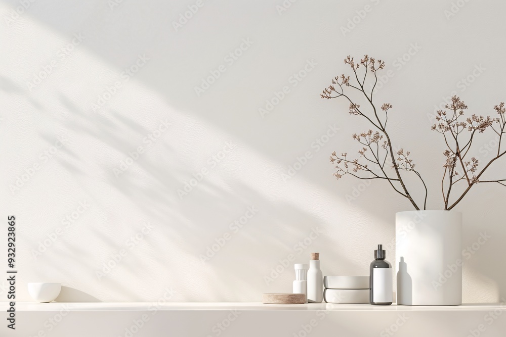Poster a clean 3d product background with a neutral color palette and smooth textures provides a simple yet