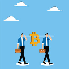 Men carry bitcoin icon, Efficiency