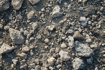 Top view of barren rocky terrain in mountains
