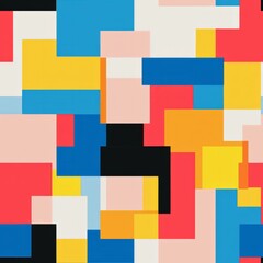 Seamless pattern of pixelated abstract art and color blocks