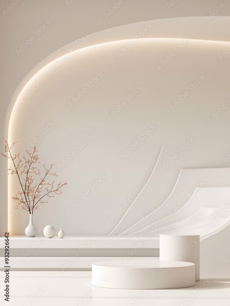 Poster an elegant 3d environment with smooth lines and ambient lighting creates a stylish setting for showc