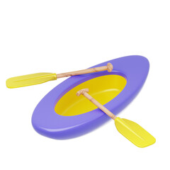 purple rowing boat 3d illustration