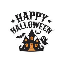 Happy Halloween t shirt design typography on an isolated white background 