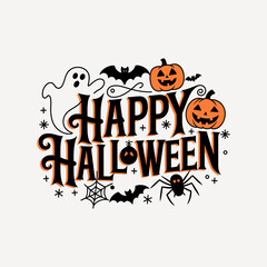 Happy Halloween t shirt design typography on an isolated white background 