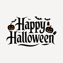Happy Halloween t shirt design typography on an isolated white background 