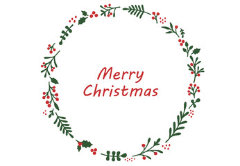 手描きのクリスマスリースのフレーム