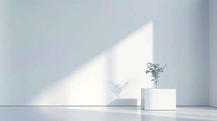 Obraz premium A sleek 3D product background features a minimalist design with soft lighting, creating a perfect space for placing a product in the center. The clean backdrop offers ample copy space for text or