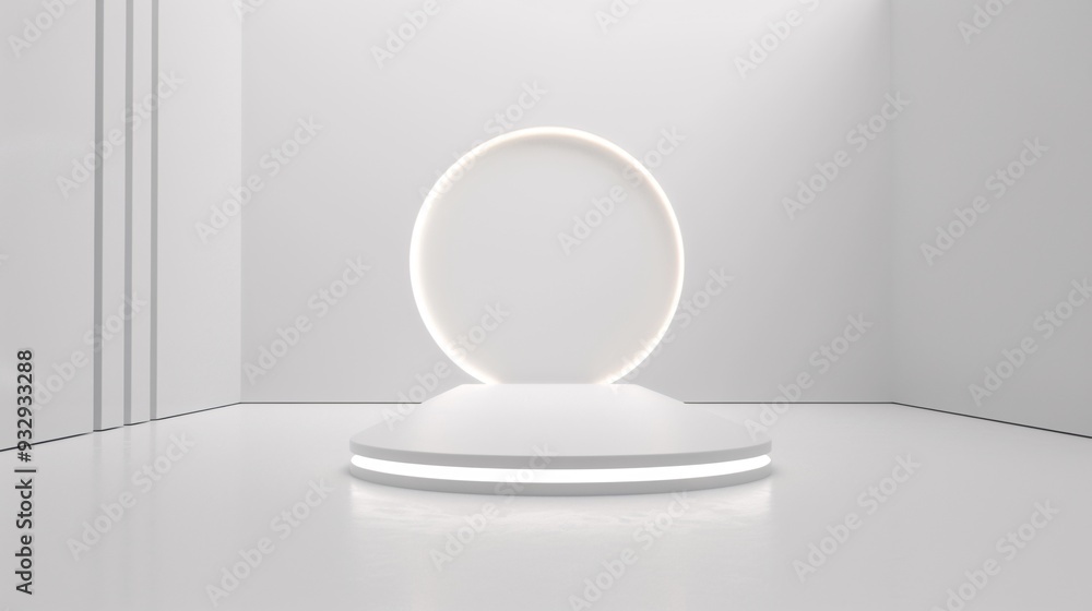 Poster a sleek 3d product background features a minimalist design with soft lighting, creating a perfect sp
