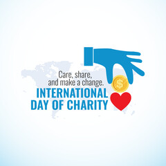 International Day of Charity creative vector illustration banner poster social media design. raise awareness and provide a common platform for charity-related activities worldwide.