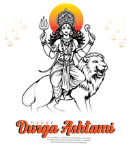 Happy Durga Ashtami social media post banner template