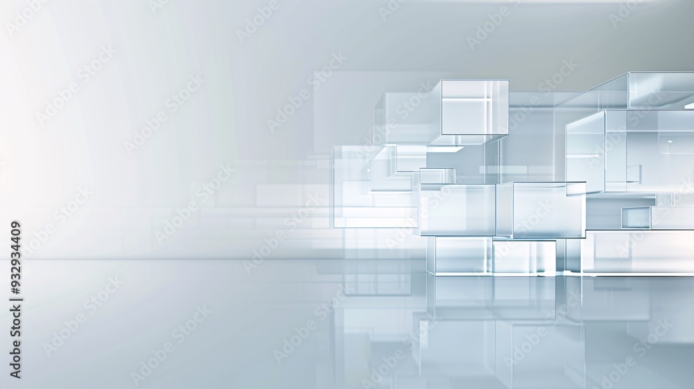 Poster an elegant 3d background showcases a futuristic scene with subtle gradients and reflections, providi